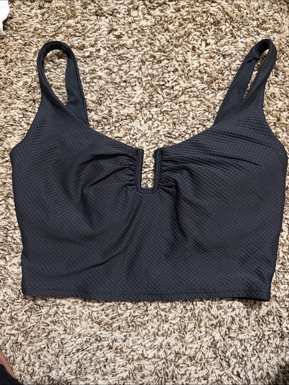 Black Women's Seamless V-Notch Bralette Swim Top